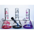 9mm Thick Sandblasted Colored Tree Glass Water Pipe Smoking Pipe Classic Beaker with Downstem